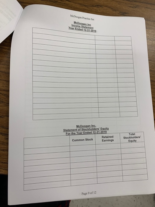 ledger T accounts (include a balance on each account). 9. Prepare a