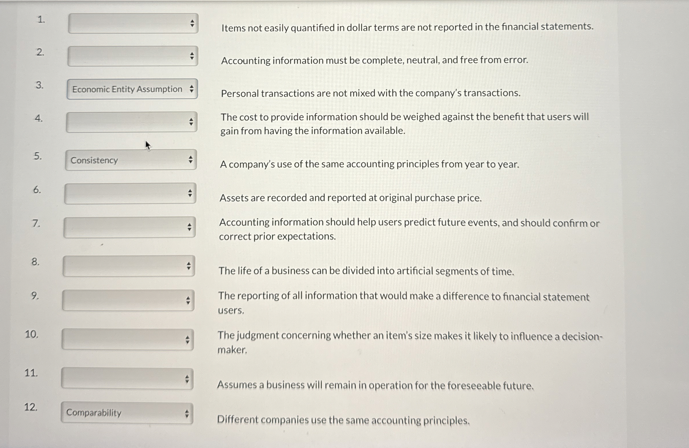  Items not easily quantified in dollar terms are not reported in