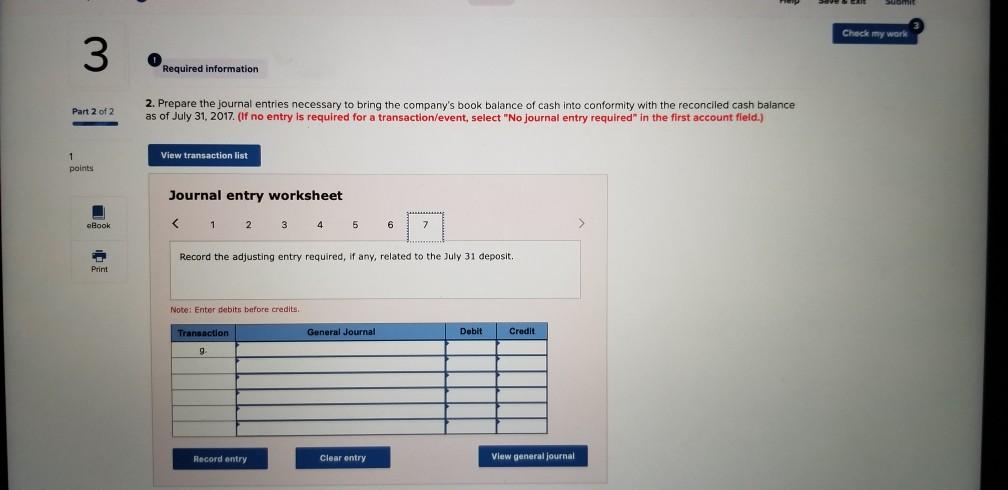 July bank statement shows a $28,311 cash balance b. Check No. 3031