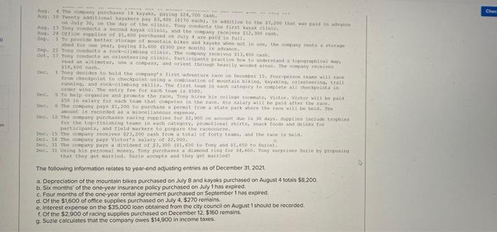 Great Adventures Problem AP3-1 The following information applies to the questions displayed