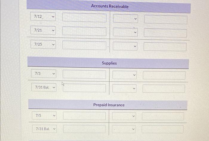 Co. on July 1, 2022. During July, the following transactions were completed.