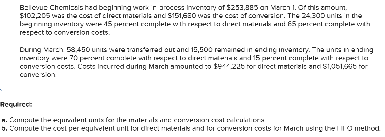  Required: a. Compute the equivalent units for the materials and conversion