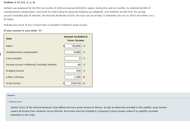  Problem 4-57(LO.2,3,4) Herbert was employed for the first six months of