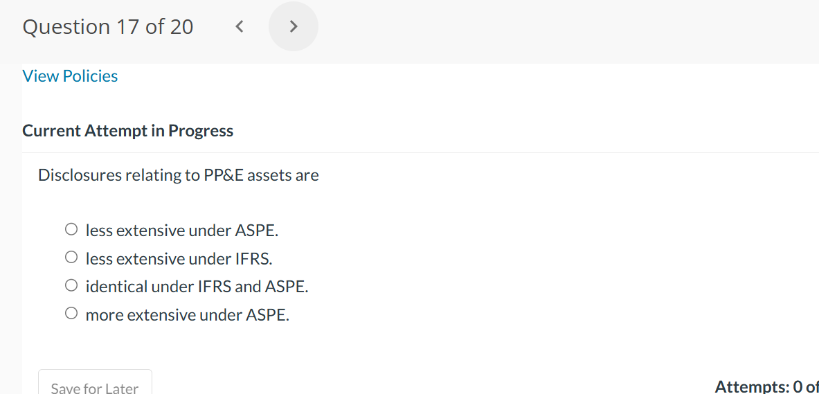  View Policies Current Attempt in Progress Disclosures relating to PP&E assets