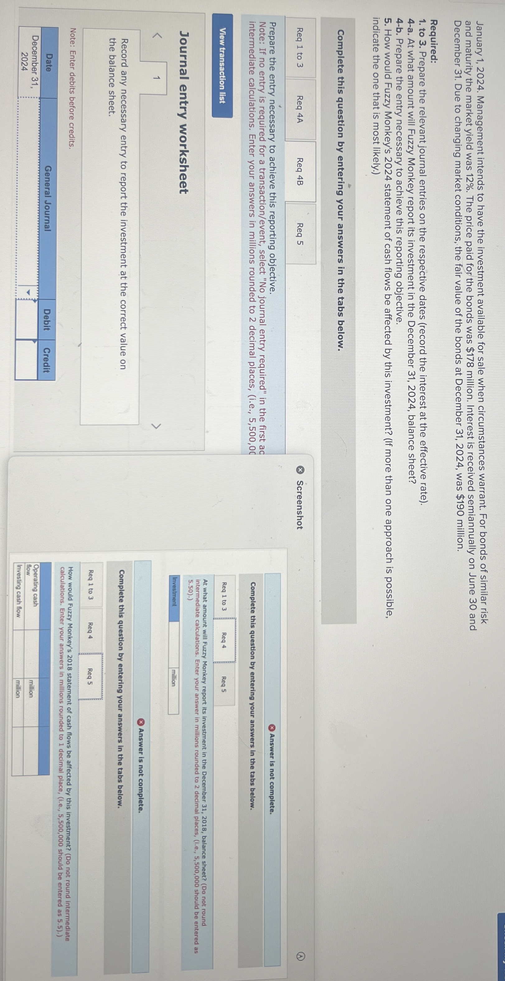  January 1,2024. Management intends to have the investment available for sale