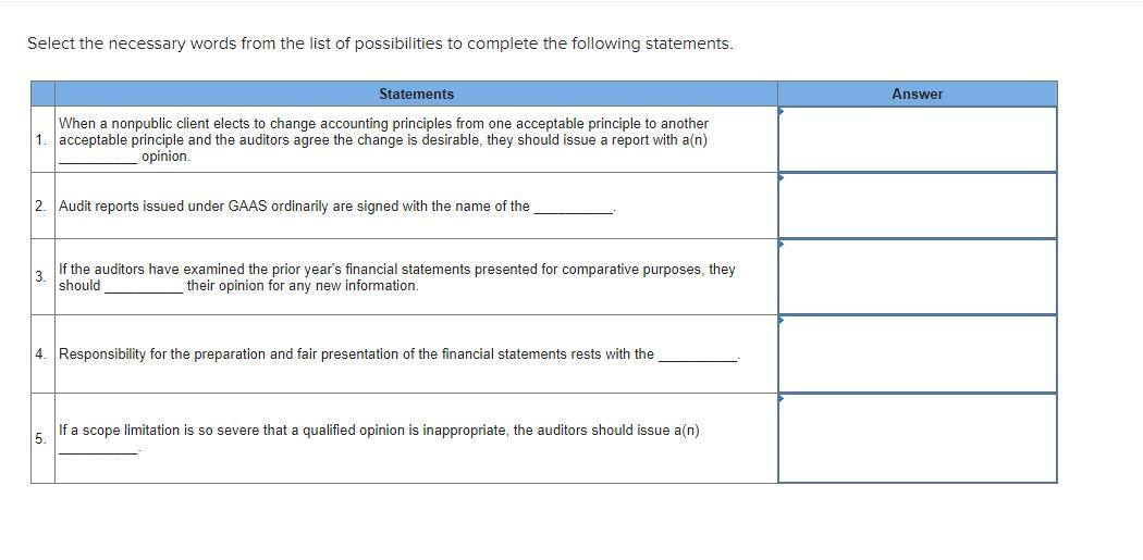 OPTIONS: 1) adverse 2) basis for modification paragraph (or basis qualified