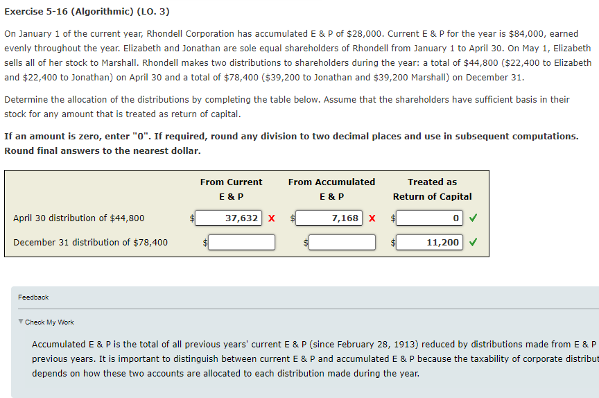  Exercise 5-16(Algorithmic)(LO.3) On January 1 of the current year, Rhondell Corporation