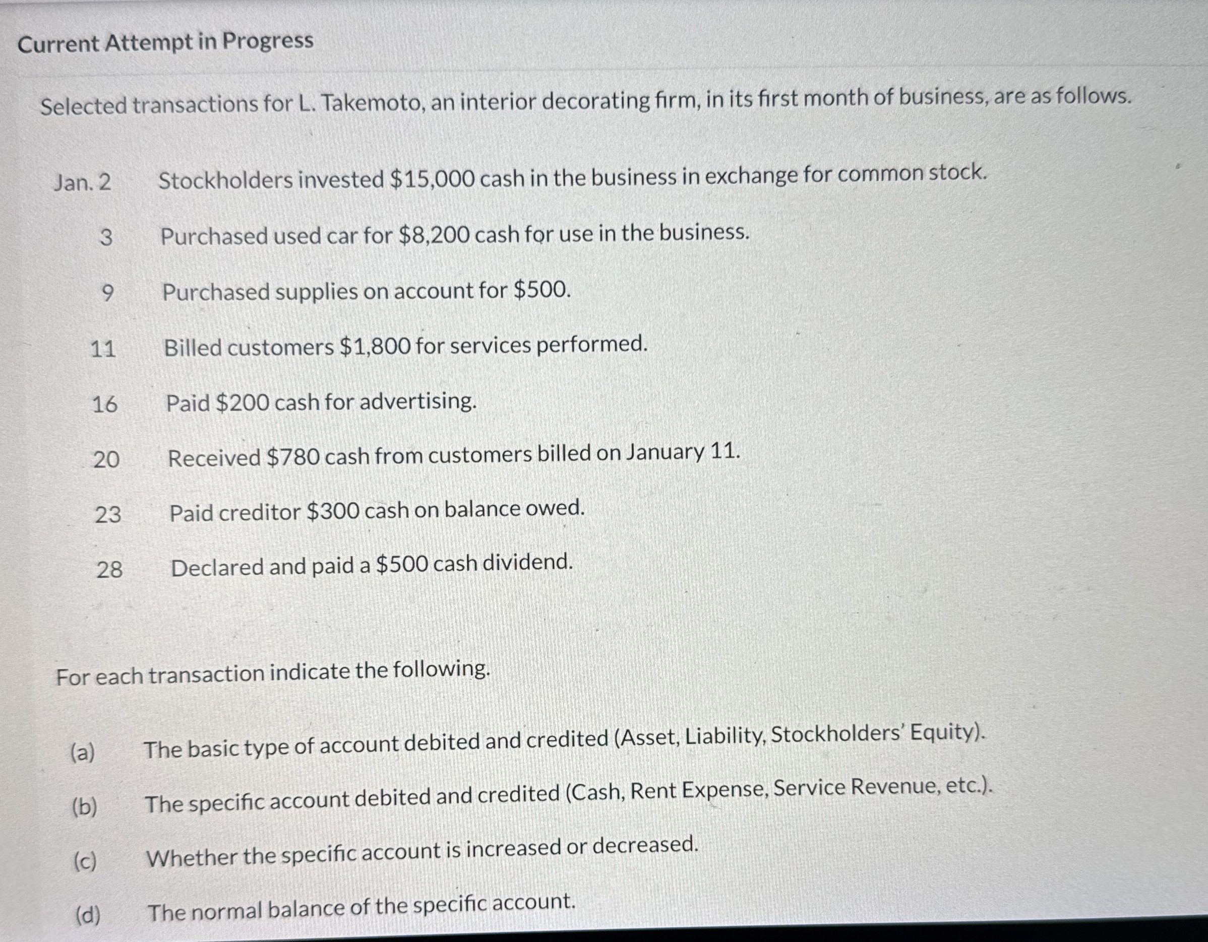  Current Attempt in Progress Selected transactions for L . Takemoto, an