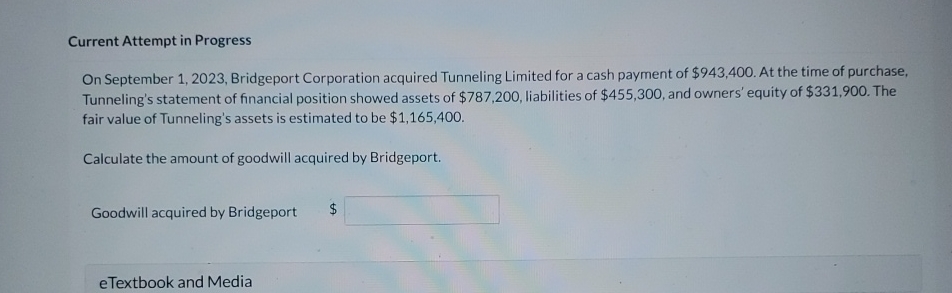  Current Attempt in Progress On September 1,2023, Bridgeport Corporation acquired Tunneling