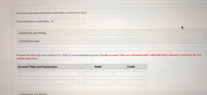 in Progress Sandhill Co. has accounts receivable of $97,200 m March 31,