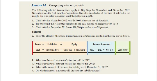  Exercise 7-4 Recognising sales rex payable The Buluy selected transactions apply