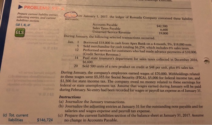  PROBLEMS Prepare current liability entries adjusting entries, and current liabilities section.