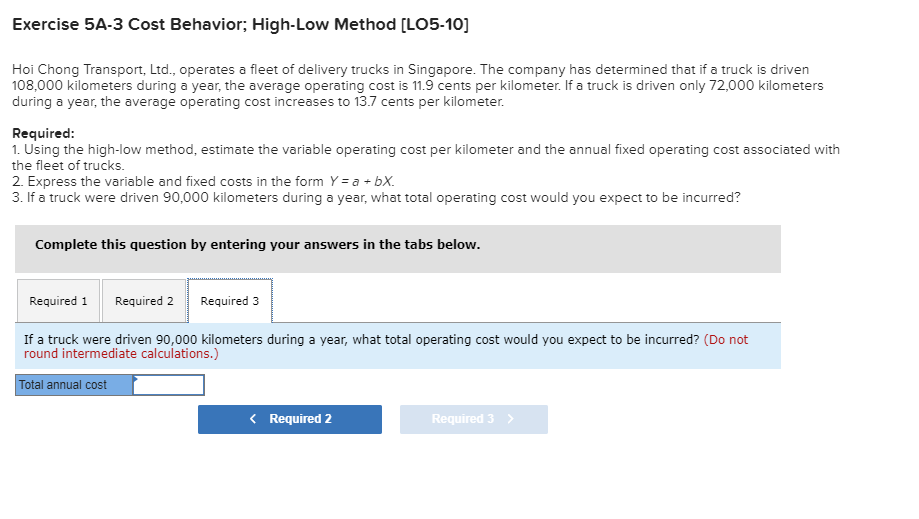 that if a truck is driven 108,000 kilometers during a year, the