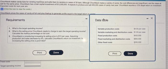 and sells them to vendors in cases of 30 bars. Although ChocAttack