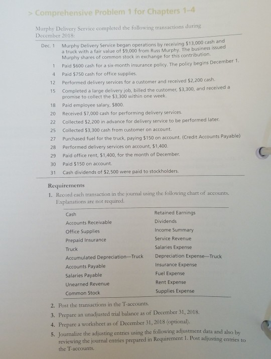  Complete the accounting cycle by journaling entries? Comprehensive Problem 1 for