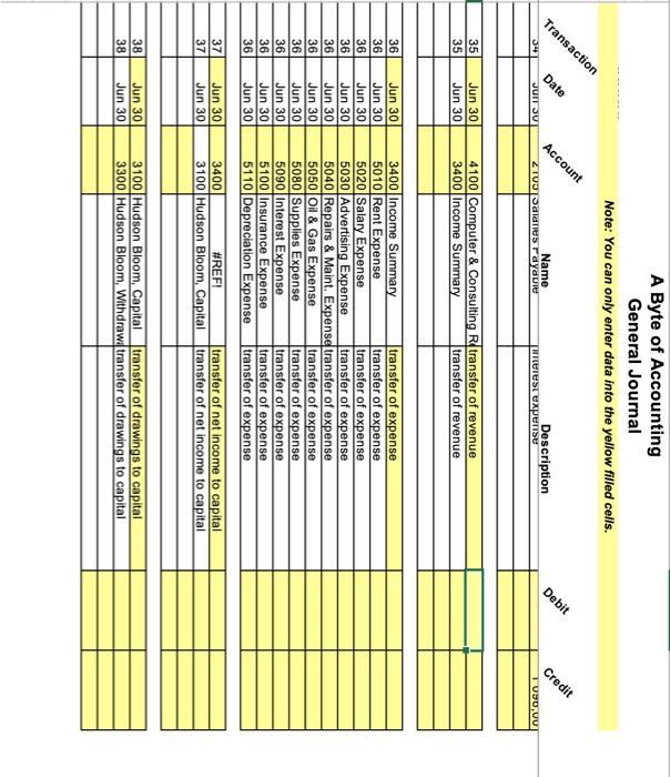 Account A Byte of Accounting General Journal Note: You can only enter