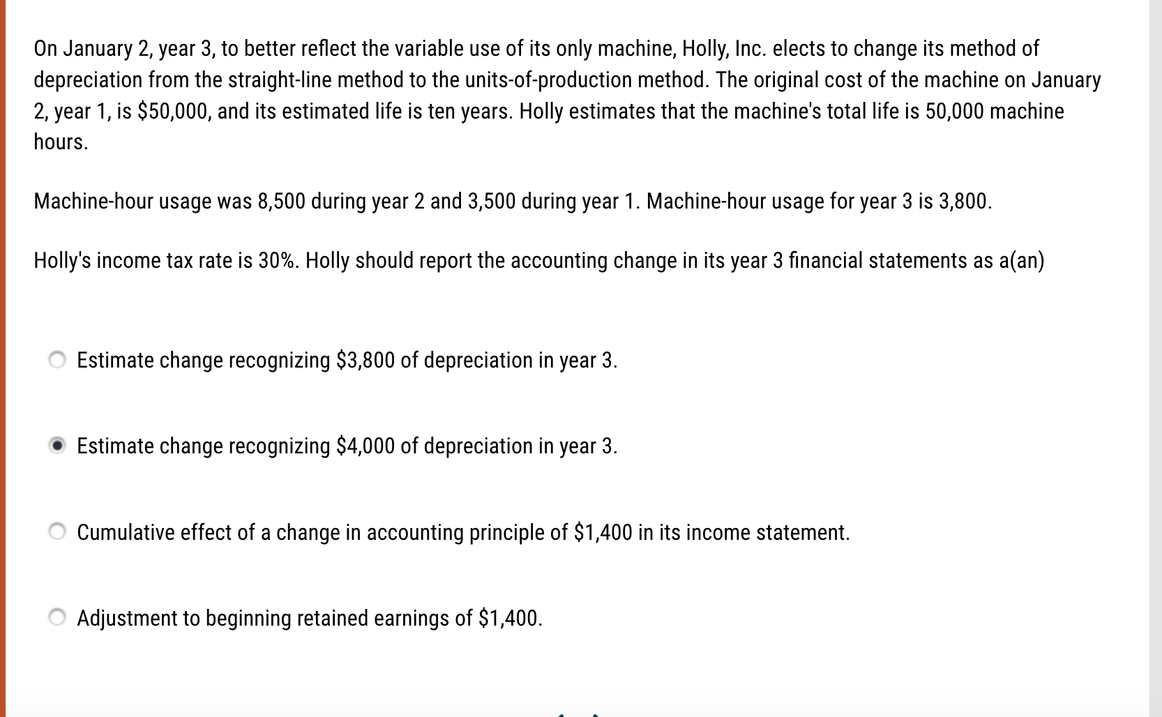  On January 2, year 3, to better reflect the variable use
