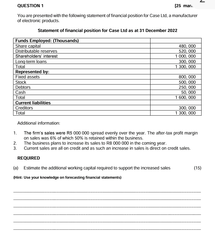  QUESTION 1 [25 mar. You are presented with the following statement