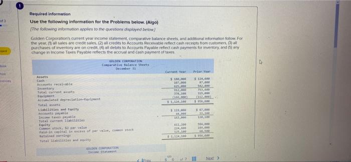  prepare a complete statement of cash flows using a spreadsheet under