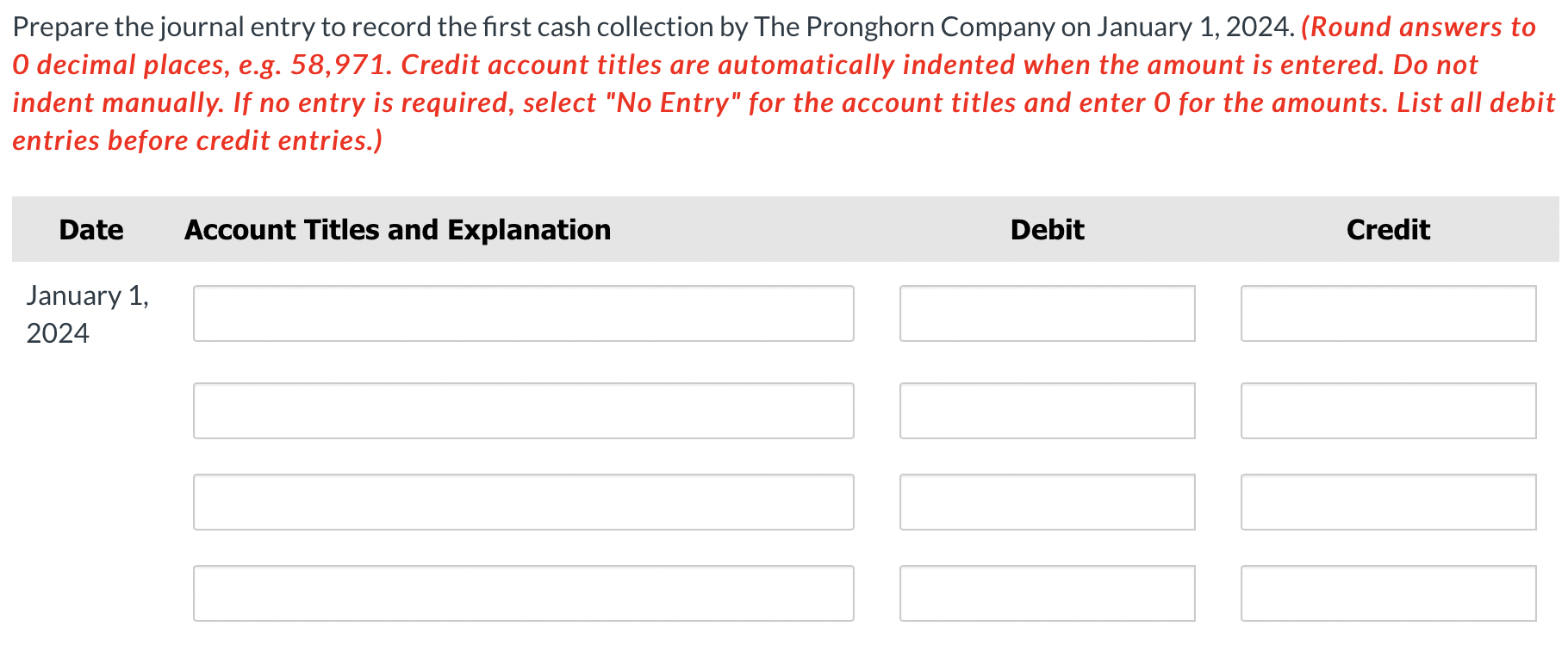  On January 1,2023, The Pronghorn Company received a 4-year promissory note