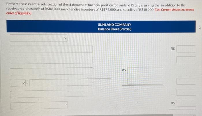 operations, Sunland Retail had credit sales of R$4.100,000, of which R$480,000 remained