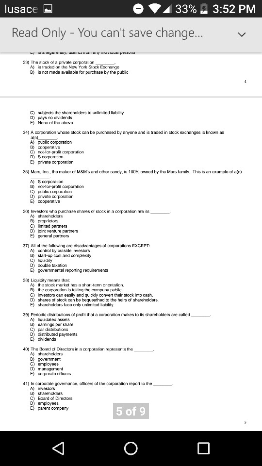 usace 33% 3:52 PM Read Only - You can't save change.