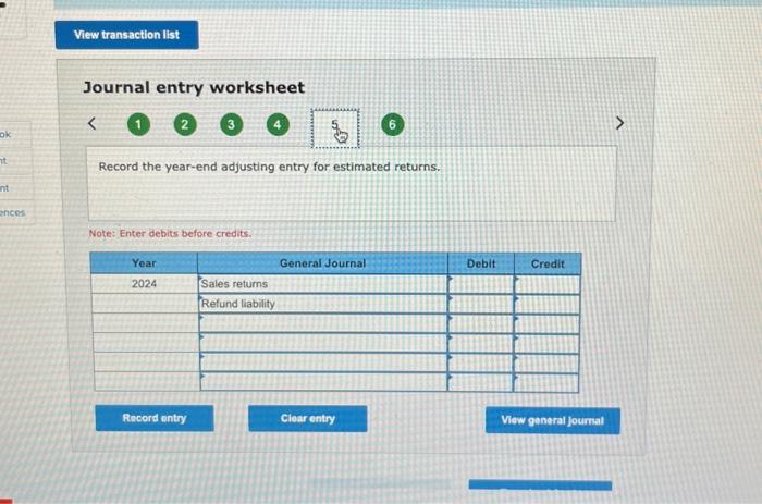 merchandise that was sold during 2024; and (c) adjust the refund liability