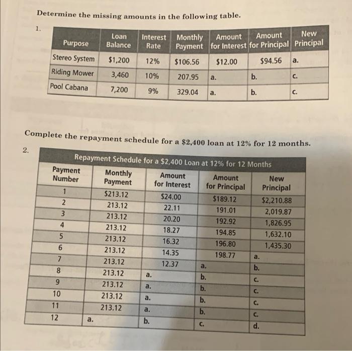need 1-2 solve please help!!!! Determine the missing amounts in the following