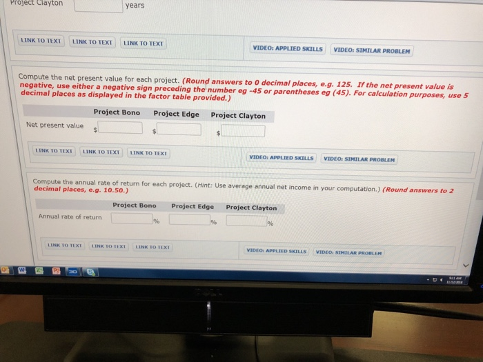 Company is considering three long-term capital investment proposals. Each investment has a