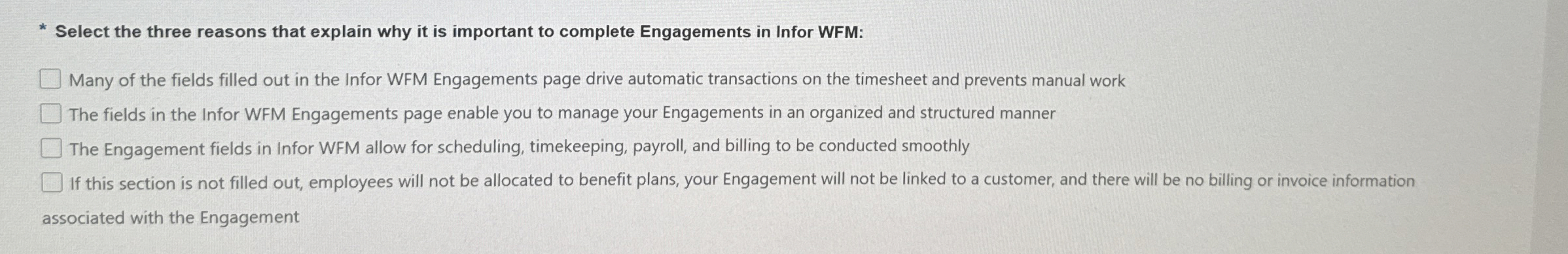  Select the three reasons that explain why it is important to