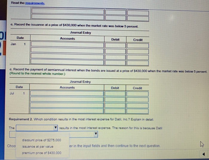 15-year, 5 percent bonds payable on January 1. Datal, Inc., pays interest