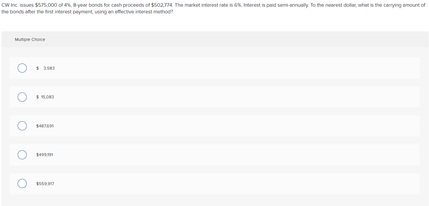  Coldwater Inc. issues $575,000 of 4%, eight-year bonds for cash proceeds
