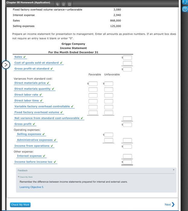 following data were taken from the records of Griggs Company for December: