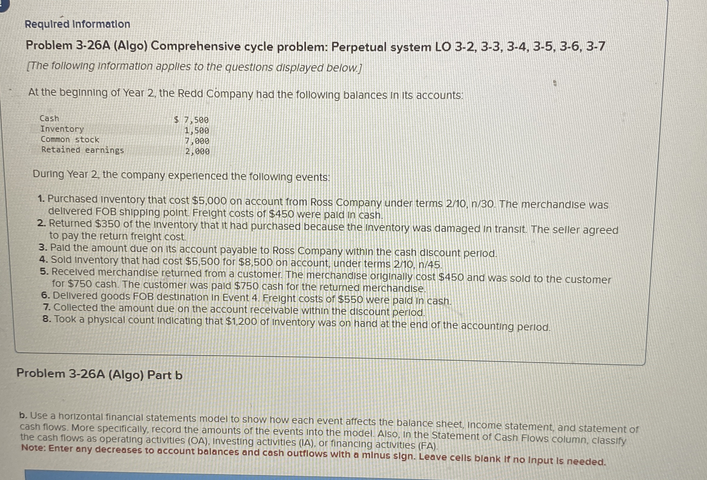  ! Required Information Problem 3-26A (Algo) Comprehensive cycle problem: Perpetual system