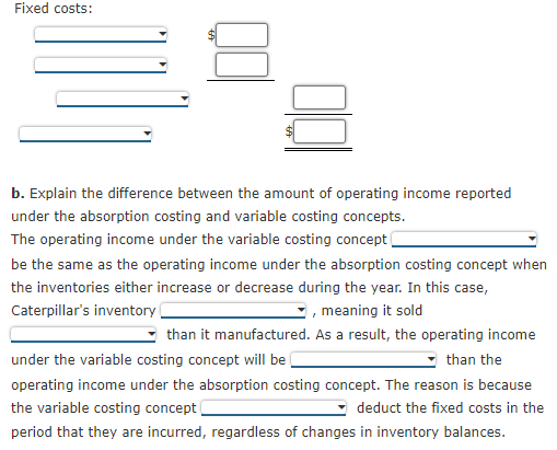 income statement of Caterpillar Inc. (CAT) for the year ended December 31: