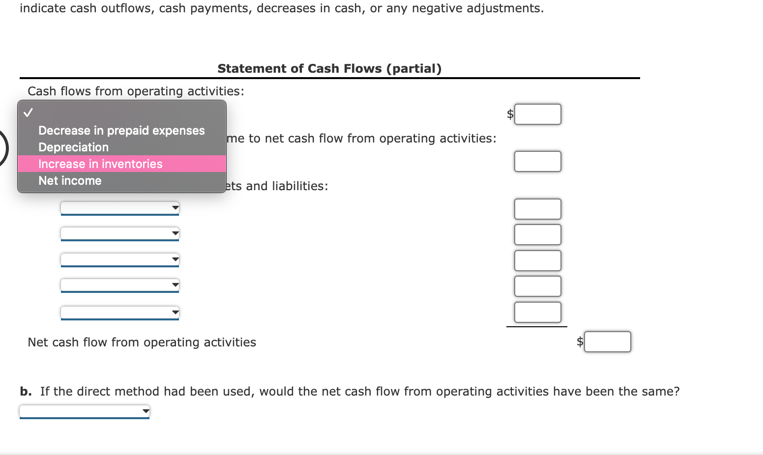 me with this 1 question I will give thumbs up Cash Flows