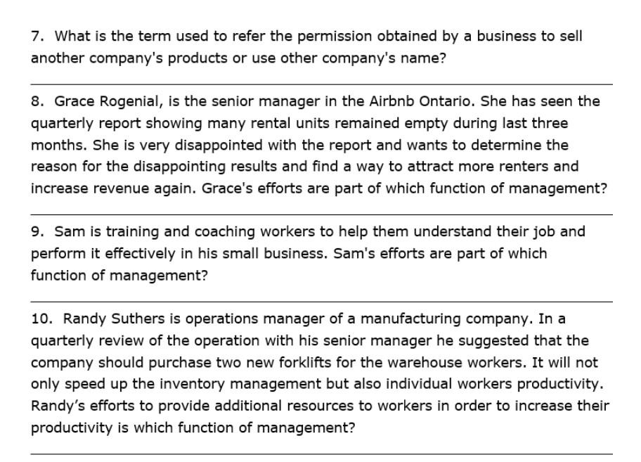 need few sentences on each question and need genuine answer not