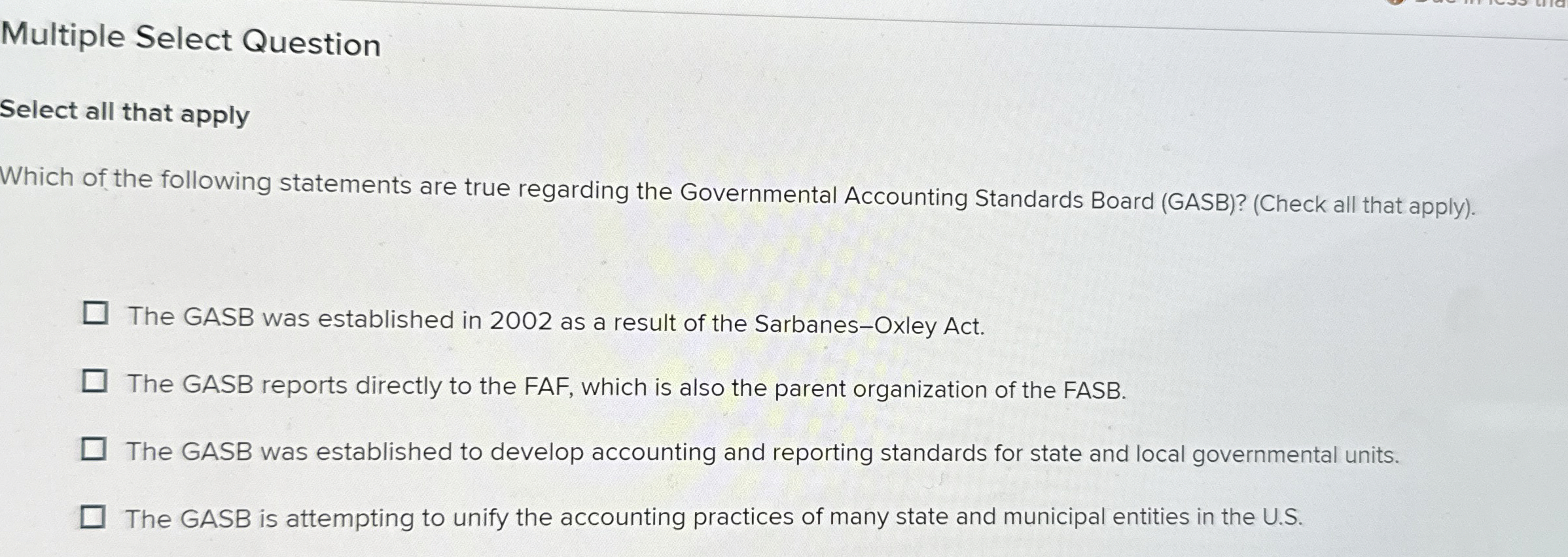  Multiple Select Question Select all that apply Which of the following