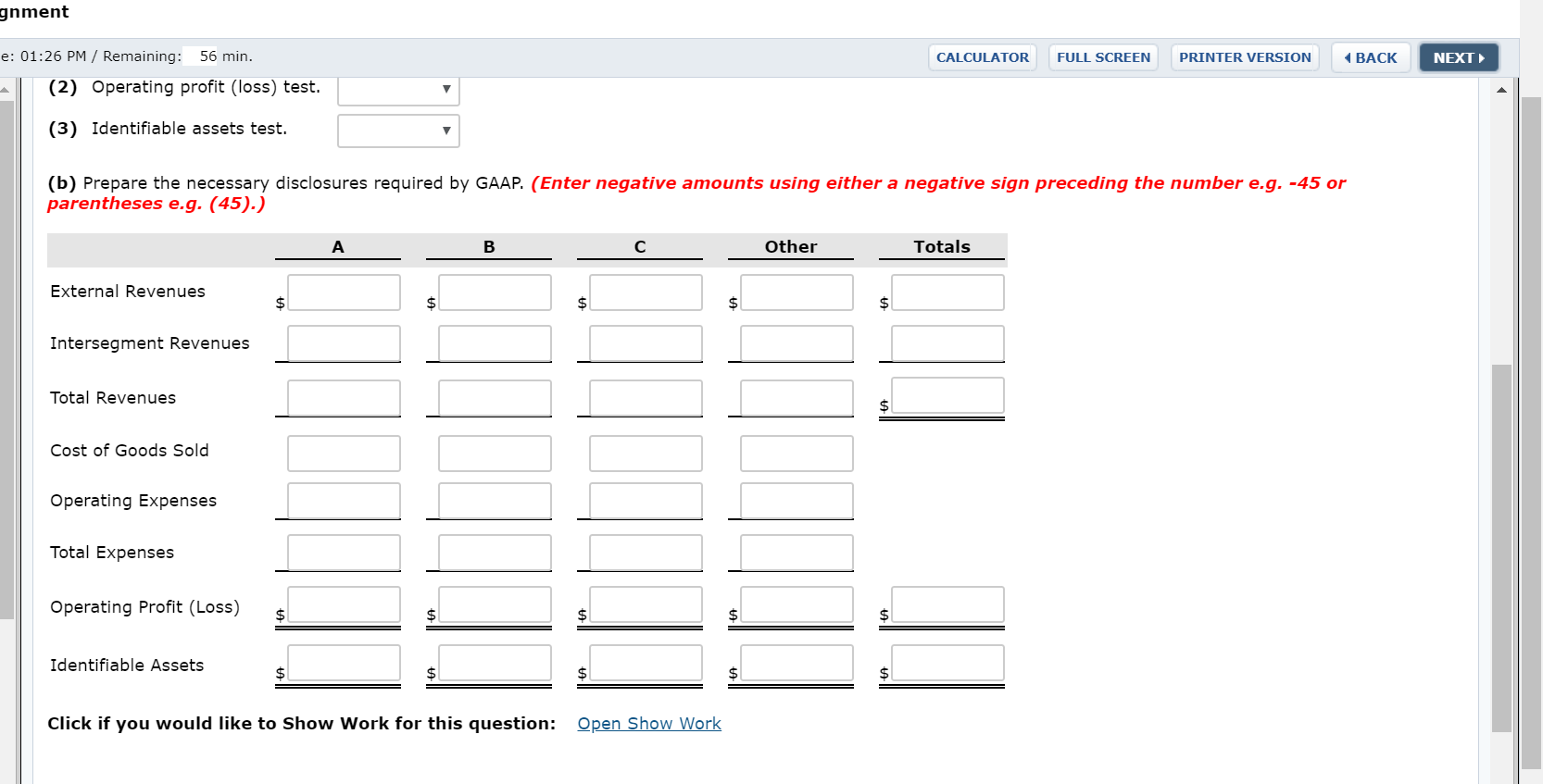 BACK NEXT Problem 24-2 Nash Corporation is a diversified company that operates