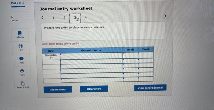 December 31 of Wilson Trucking Company. Exercise 4-12 (Algo) Preparing closing entries