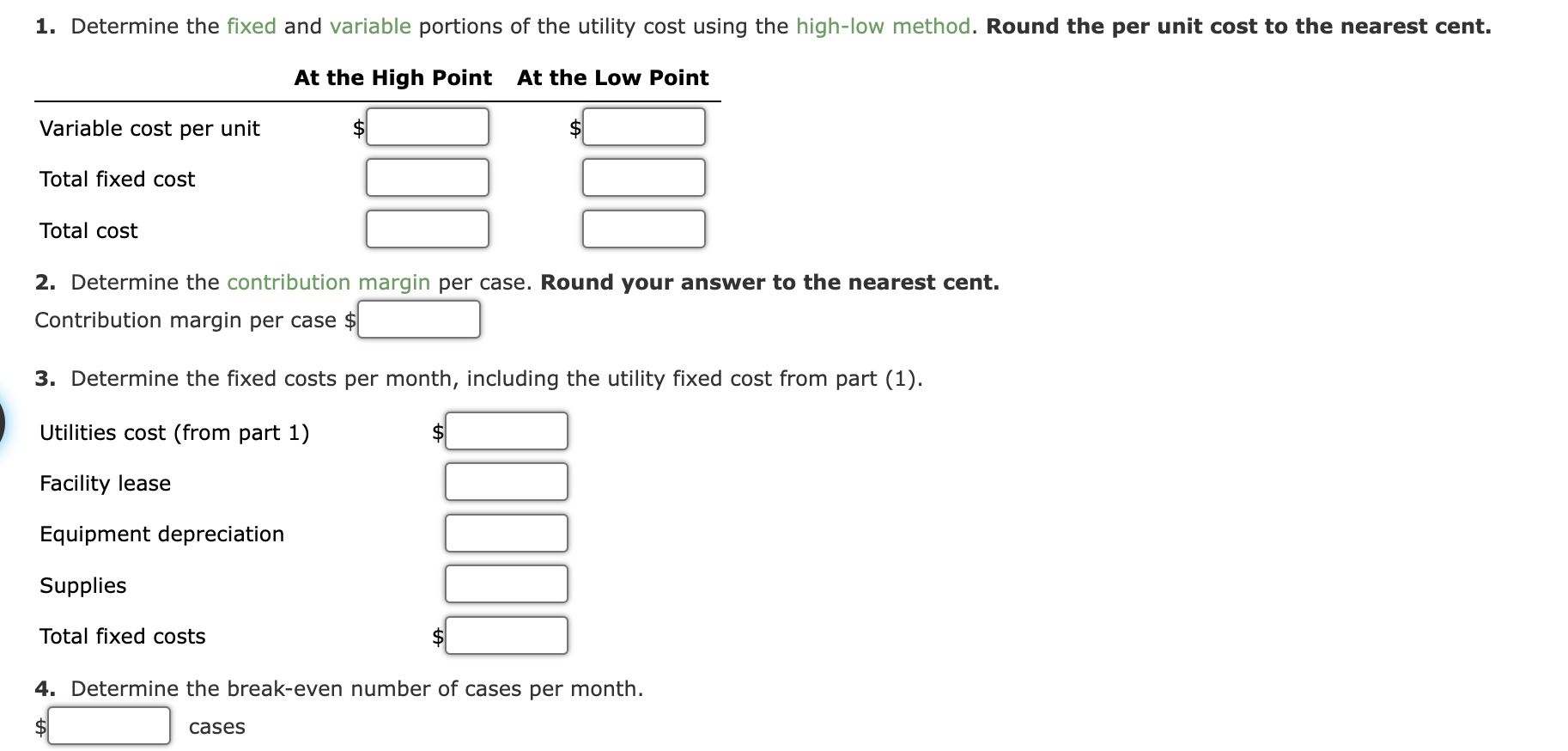 is a selling commission of $20 per case. The January direct materials,