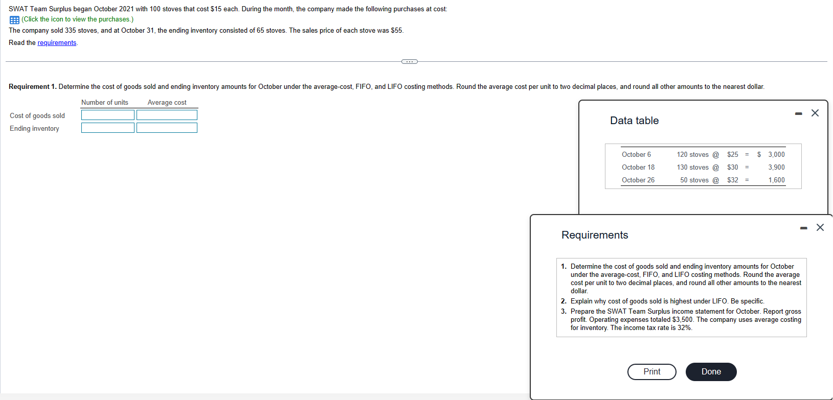  (Click the icon to view the purchases.) The company sold 335