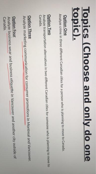  Topics (Choose and only do one topic). Option One Analyze crime
