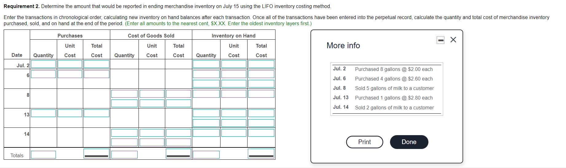  Requirement 2. Determine the amount that would be reported in ending