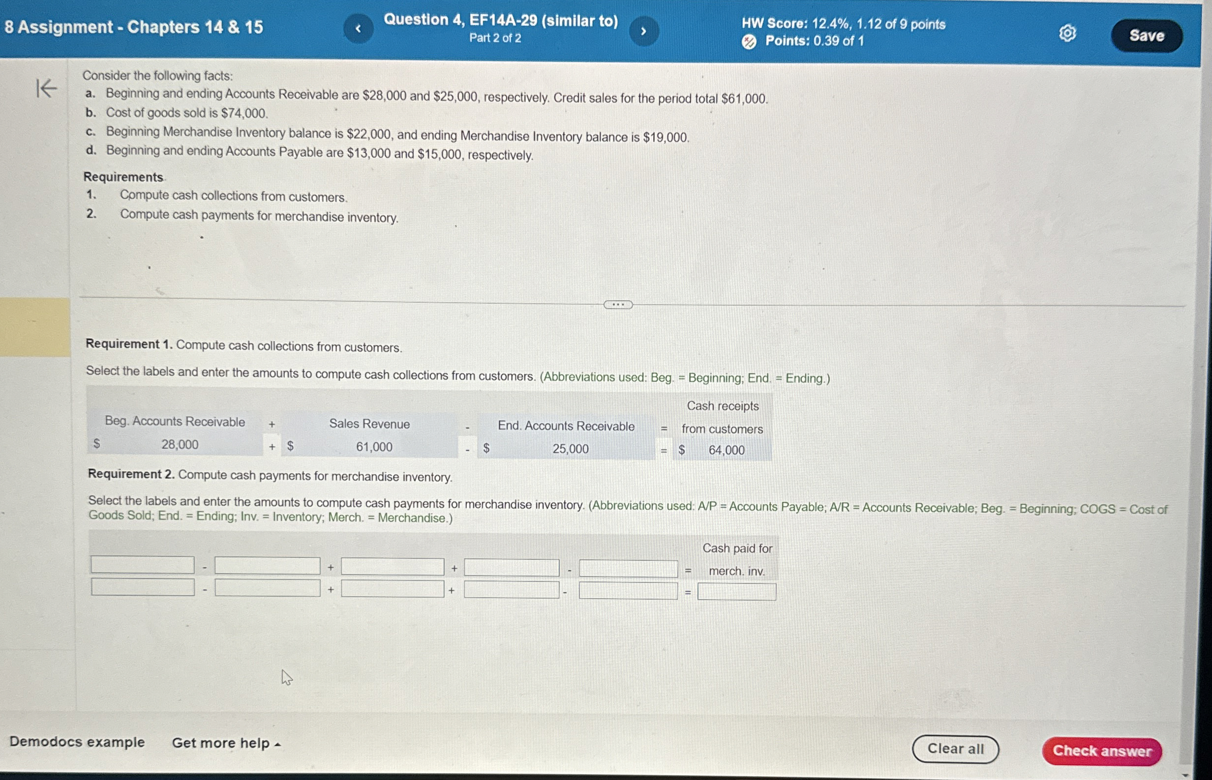  8 Assignment - Chapters 14&15 Question 4, EF14A-29(similar to) HW Score:
