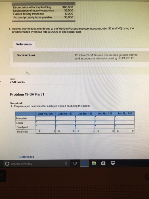 order costing LO P1, P2, P3 The following information applies to the