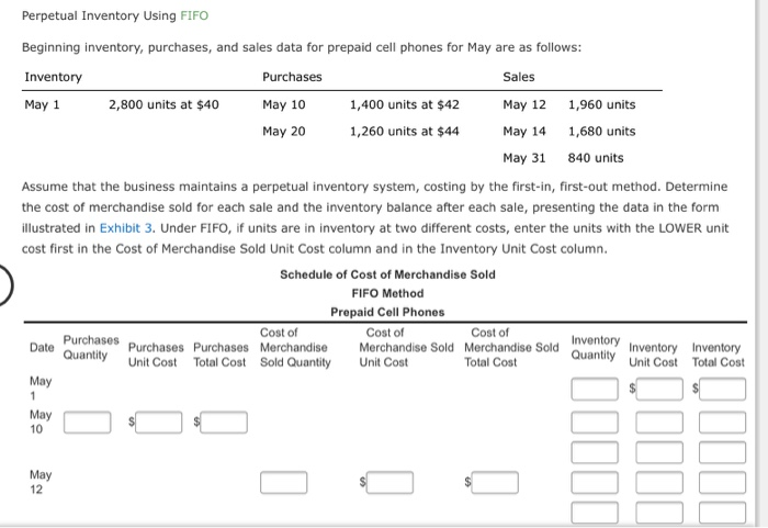 Question 4 Perpetual Inventory Using FIFO Beginning inventory, purchases, and sales data