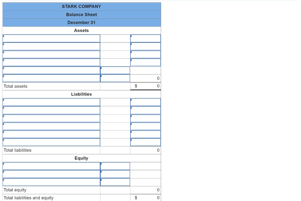 below.] Stark company has the following adjusted accounts and balances at its