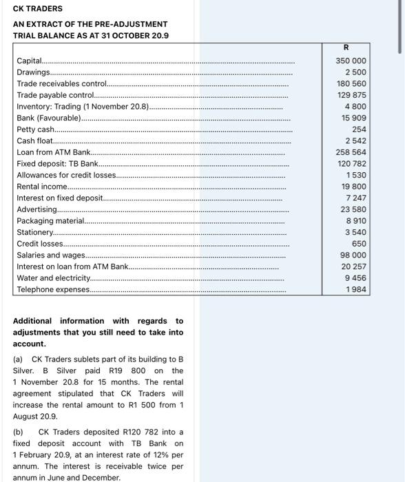  Additional information with regards to adjustments that you still need to