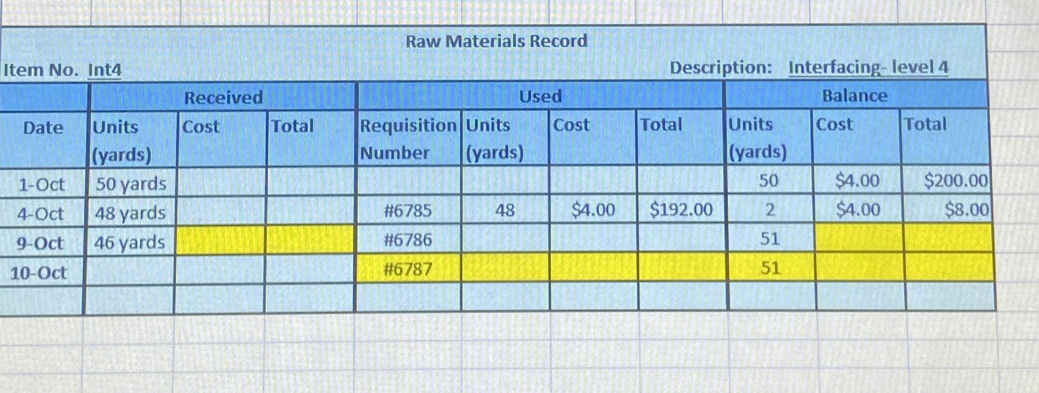  Req 8: consult the raw materials records to determine the types